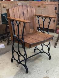 I Made This Chair From An Old Set Of Treadle Sewing Machine Legs Recycled Furniture Furniture Diy Rustic Furniture