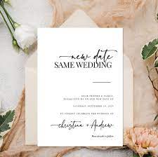 Change The Date Wedding Postponement Cancelled Wedding Etsy In 2021 Marriage Cards Wedding Announcements Signing Table Wedding