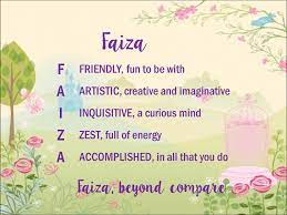 » a quranic name for girls. Acrostic Name Poems Faiza