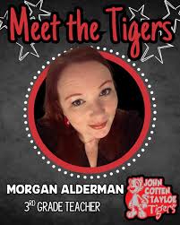 🐾 Welcome to the Tiger Family 🐾 My name is Morgan Alderman. I am very  excited to be joining JCT for my first year teaching 3rd grade! I graduated  from Liberty University