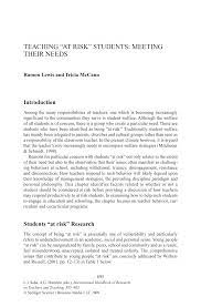 Pdf) Teaching “At Risk” Students: Meeting Their Needs