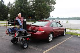 It typically can be collapsed so it doesn't take up too much space when not in use. Bruno Chariot Nsm National Seating Mobility