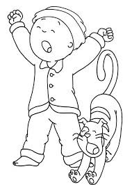 Caillou Caillou And His Cat Gilbert Yawning Coloring Page Caillou Coloring Pages Online Coloring