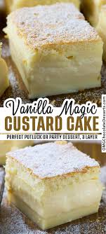 Easy Vanilla Magic Custard Cake Is An Easy Dessert That Could Be Perfect For A Potluck Or A Party On In 2020 Custard Cake Recipes Yummy Food Dessert Easy Cake Recipes