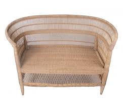 The gorgeous diamond rattan settee was made with sustainability, ethical production, and beauty in mind. Spanish Two Seat Hand Woven Rattan Sofa