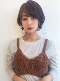 ひし形小顔ショートボブ シースルーバング初心者にオススメ 長めシースルー yahoo beauty ショートボブ ボブ ヘアスタイル