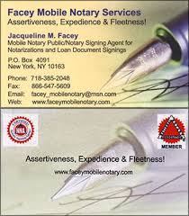 Facey Ny Notary Signing Agent Business Card Notary Signing Agent Notary Public Business Notary
