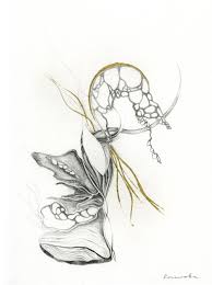 Original Pencil Drawing With Golden Leaf Detail 22 Carats Gold Drawings Drawing Prints Pencil Drawings