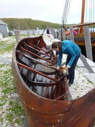 Doing Maintenance On A Viking Boat And Fika Hear The Boat Sing Longship Viking Longship Viking Yachts