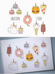 Kawaii Unicorn Food Vector Clipart Kawaii Unicorn Unicorn Foods Unicorn Logo