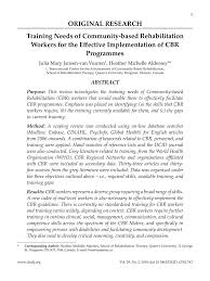 I thank you sr and hope you hold ttt in malaysia in the very near future. Pdf Training Needs Of Community Based Rehabilitation Workers For The Effective Implementation Of Cbr Programmes