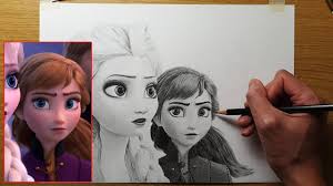 Pencil drawing is monochromatic, meaning that it has a single hue (gray), but with different brightness values (from very light gray to very dark gray). Frozen 2 Drawing Part 2 Anna Youtube
