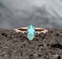 Vintage Neon Blue Paraiba Tourmaline Engagement Gold Ring ...
