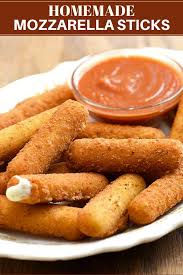 They are the perfect combination of gooey cheese and a crispy breading! Homemade Mozzarella Sticks With Marinara Sauce Onion Rings Things