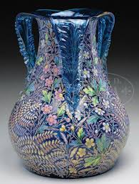 Moser Decorated Vase Exceptional Moser Vase Is Decorated With Brightly Enameled Flowers Stems And Leaves Encircling The Entire Moser Glass Antique Glass Vase