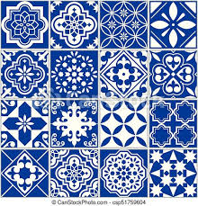 Cobalt blue base with raised three greek key high relief feet. Spanish Or Portuguese Vector Tile Pattern Lisbon Floral Mosaic Mediterranean Seamless Navy Blue Ornament Ornamental Tile Canstock