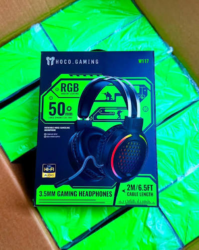 🎮 #Hoco Gaming W117 RGB Gaming Headphones — গেমিং হবে আরও জমজমাট! 🔥 🎧  50mm Large Dynamic Driver — শক্তিশালী ও immersive sound 🌈 RGB Ambient  Lighting — গেমিং সেটআপে দেবে premium