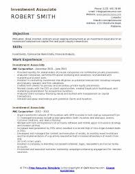 Investment Associate Resume Samples Qwikresume