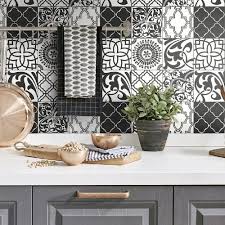 Graphic Tile Peel And Stick Wallpaper By Seabrook Lelands Wallpaper In 2020 Graphic Tiles Stick On Tiles Peel And Stick Wallpaper