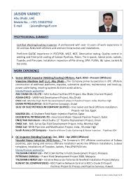 Resume Of Jaison Varkey Qa Qc Inspector Welding Coating Offshore Oi
