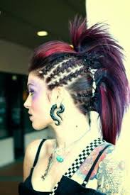 This long hairstyle for straight hair can be worn by any woman with any face shape. Cornrow Mohawk With Gothic Hairstyles Gothic Hairstyles Alternative Hair Punk Hair