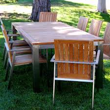 9 pc stainless steel teak dining