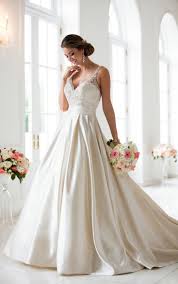 148 00 New A Line Satin Wedding Dresses Beaded Bodice Bridal Dresses V Neck Bridal Gown Line Ball Gowns Wedding Backless Bridal Gowns Wedding Dresses