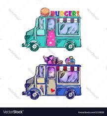Food Truck Sketch Vector Image By Vectorpot Food Truck Cute Drawings Vector Illustration