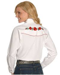 Cinch men's large stretch geo print long sleeve western shirt. Ely Walker Women S Embroidered Red Roses Vintage Western Cowboy Shirt Sheplers