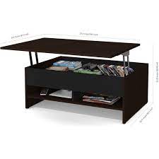 The coffee table features an easy lift top with storage space, tapered legs. Bestar Small Space Lift Top Coffee Table In Dark Chocolate And Black 16160 1179