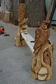 Eulen Bank Owl Bench Kettensagenkunst Wood Carver Chainsaw Artist Carving Baerart Skulpturen Und Totems Holger Kunst Auf Holz Holzschnitzmuster Kettensagekunst