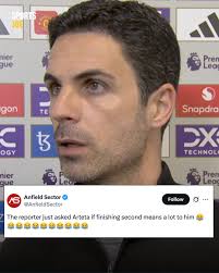 Ah here. Your head would be in the bin. 😂 Mikel Arteta got asked after  Arsenal's draw with Crystal Palace if finishing second means a lot to him.  👀
