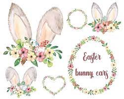 Watercolor Easter Bunny Ears Clipart Easter Eggs Baby Etsy Easter Bunny Ears Easter Illustration Holiday Decorations Easter
