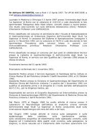 La terapia medica la terapia medica trova sia una indicazione in: Curriculum Vitae Ita Sapienza Universita Di Roma