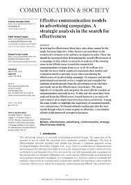 Pdf Effective Communication Models In Advertising Campaigns A Strategic Analysis In The Search For Effectiveness