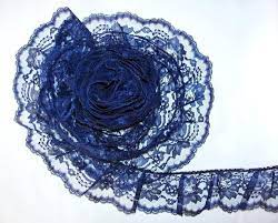 3 Inch Wide Crafts Ribbon Ruffled Floral Lace Trim Lace Ribbon For Decorating Craft Wedding Home Decor Navy Blue By 5 Yards Lace Trim Floral Lace Sewing Lace