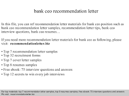 Bank Ceo Recommendation Letter