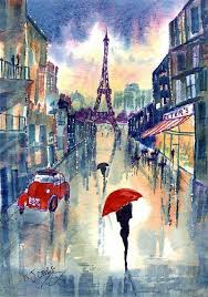 Art Rainy Day Paris By Artist Kj Carr Arte Feliz Silueta De Aves Pinturas