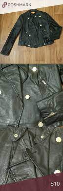Black Faux Leather Jacket Gold Buttons Zippers Black Faux Leather Jacket Faux Leather Jackets Fashion
