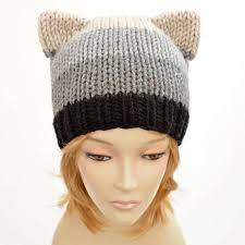 Strip Cat Hat Cat Ear Beanie Strip Hat Cat Ears Cat Ear Etsy In 2021 Knitted Hats Cat Hat Pattern Hat Knitting Patterns