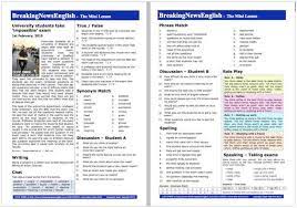 Watch cnn news18 live tv online for breaking news and today's news headlines at news18.com. Breaking News English 2 Page Mini Lesson University Exams