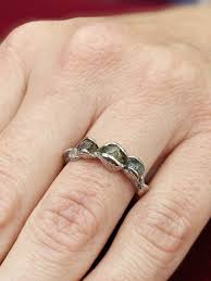 Nature Inspired Uncut Raw Salt and Pepper Grey Diamond Engagement Ring