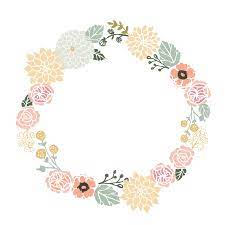 Floral Wreath Single Card Flower Frame Floral Border Circle Clipart