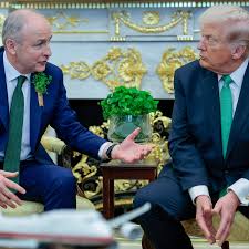 Ireland’s Micheal Martin and Trump in awkward St Patrick’s Day exchange