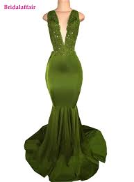 2018 Olive Green Mermaid Dress For Prom Dresses Long Satin Beaded Lace Appliqued Sweep Train Green Evening Gowns Red Prom Dress Long Prom Dresses Long Mermaid