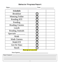 Editable Individual Student Behavior Chart