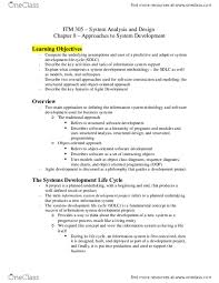 Itm 305 Systems Analysis And Design Chapter 8 Notes Week 1 Docx Oneclass