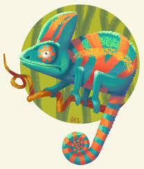 Chameleon Chameleon Reptile Cold Blooded Cartoon Toons Concept Illustration Polygon Art Animal Art Jungle Art