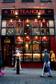 I Thought This Display Was Interesting Because Of The Color That Pops Out At You The Tea House Utilizes The Squares To Its Ad Tea House Tea Shop Covent Garden