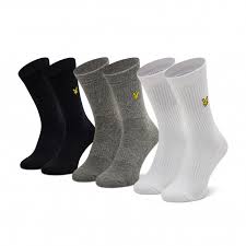 Комплект 3 чифта дълги чорапи мъжки LYLE & SCOTT - Hamilton  LS-SPRT-SK-502-3321 Black/Grey/Bright White - Дълги - Мъжки - Чорапи -  Текстил - Аксесоари | obuvki.bg